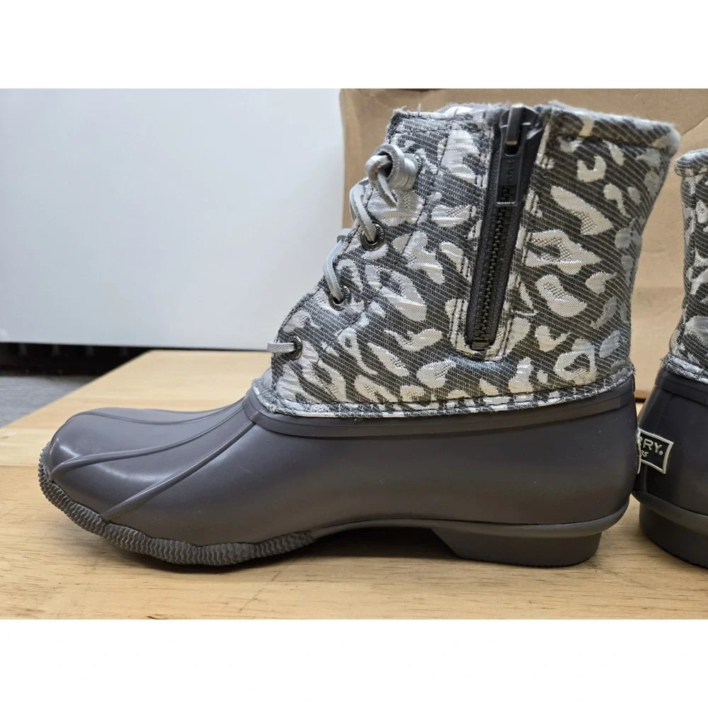 Sperry Women's Saltwater Silver LEOJAC Waterproof Duck Boots Size 8.5 M